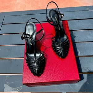 Tamara Mellon black caged heels. 36, 5.5.